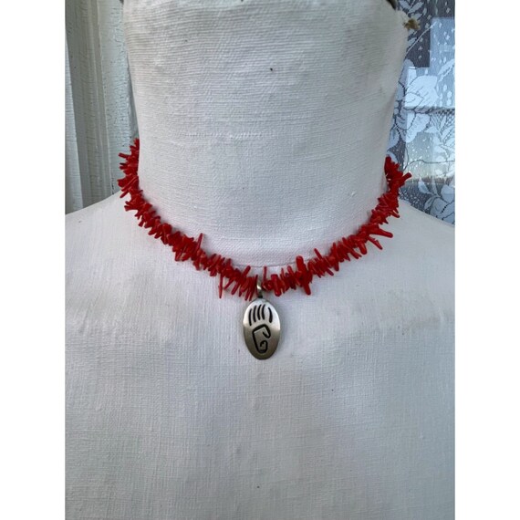 Vintage Hopi Native American Coral Branch Necklac… - image 5