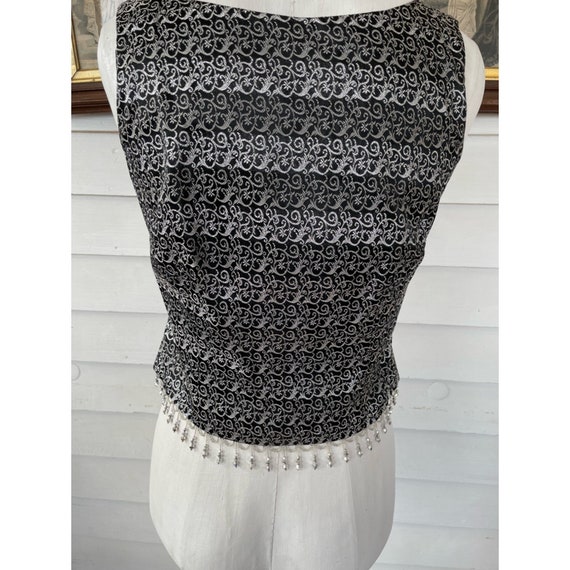 Vintage 1980s Silver And Black Beaded Womens Vest - image 3