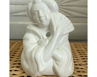 Vintage 90's Orchids Of Hawaii Geisha Girl white Ceramic Tiki Mug