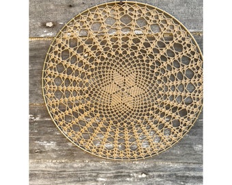 Vintage Doily on Metal Hoop Wall Deco BOHO Hippy