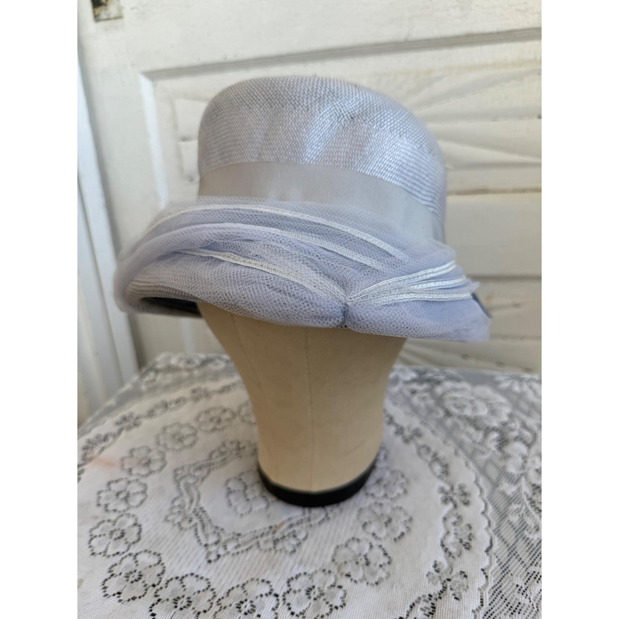 Vintage 50\'s Straw and Blue Tulle Womens Bucket Hat MOD Fashion Navy Blue Straw Bucket Hat - Packable Sun/Beach Women main image 4