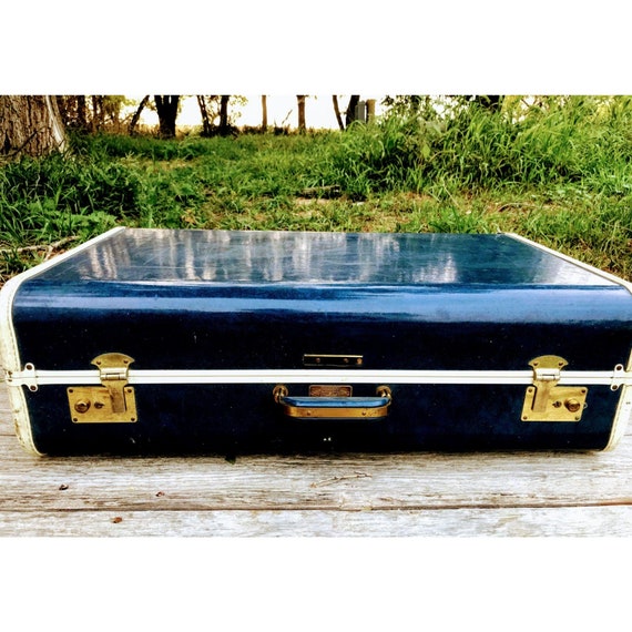 Vintage Blue Hardshell Suitcase JcPenny Towncraft