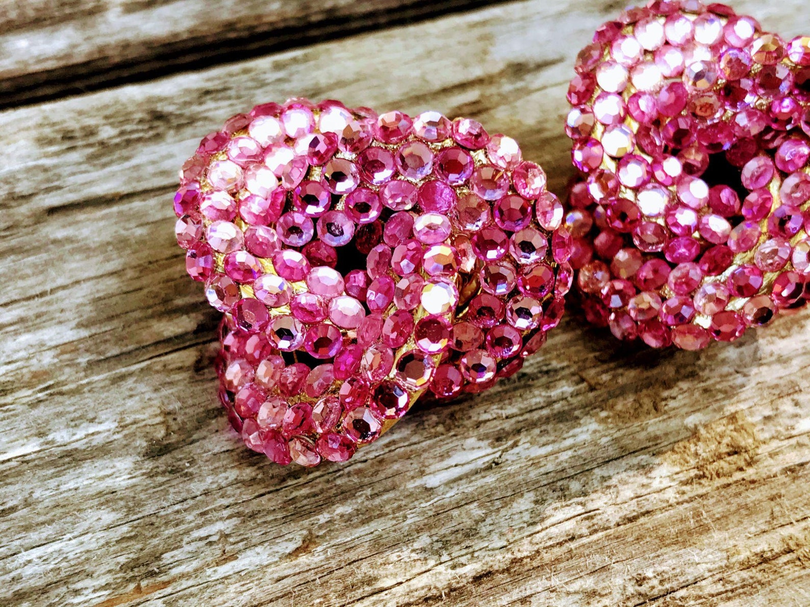 Vintage Pink Crystal Glass Knot Chunky Earrings Etsy