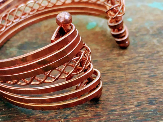 Vintage Copper Mid Century Modern Cuff Bracelet - image 4
