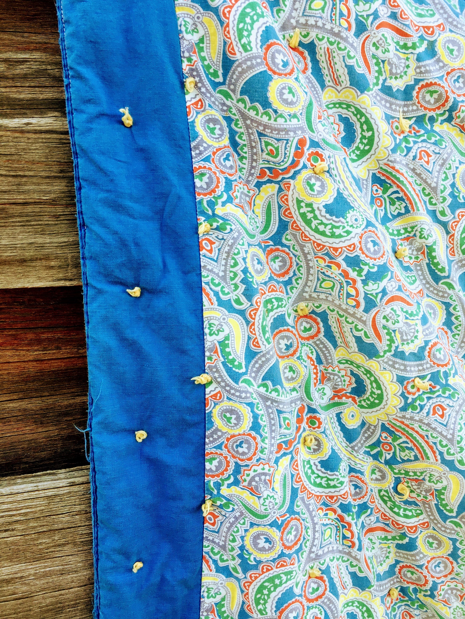 Vintage Blue Paisly Blue Hand Tied Baby Blanket Quilt Etsy