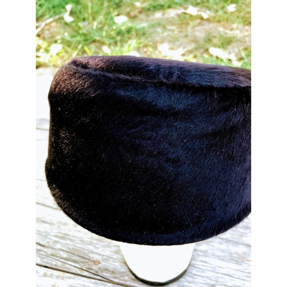 Vintage Black 1950s Wool Fur Formal Hat - image 2