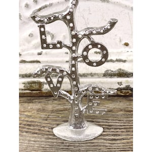 Vintage 1970s Torino Earring Holder Stand Hippy LOVE Silvertone