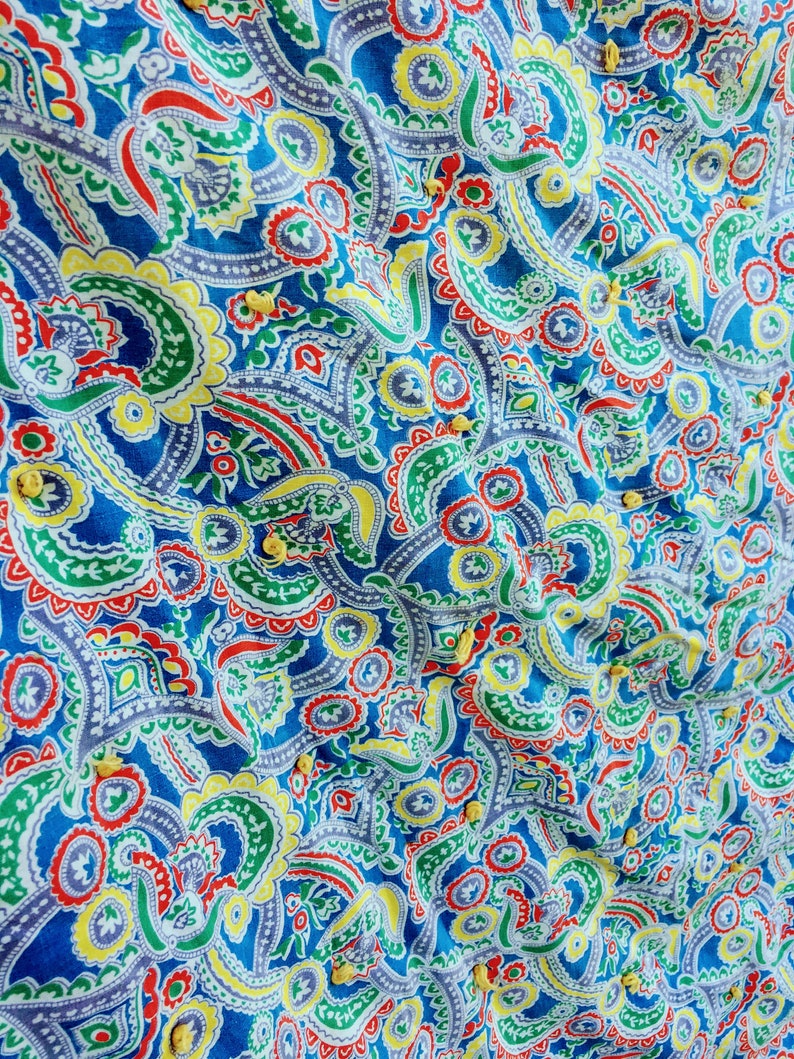 Vintage Blue Paisly Blue Hand Tied Baby Blanket Quilt Comforter