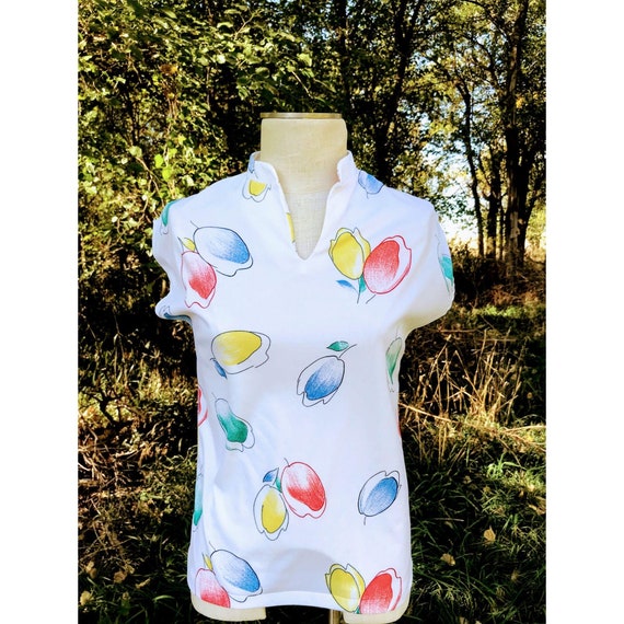 Vintage Mod 1970s Abstract Flower Shirt - image 1