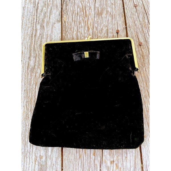 Art Deco Black Velvet Clutch Purse 1930s