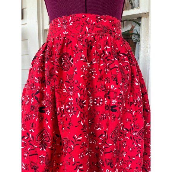 Vintage 1960s Cotton Midi Skirt Red Pennsylvania … - image 8