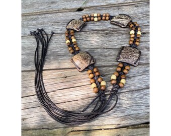 Vintage Wood Bead Tie Hippy Boho Festival Belt - Etsy display picture 3