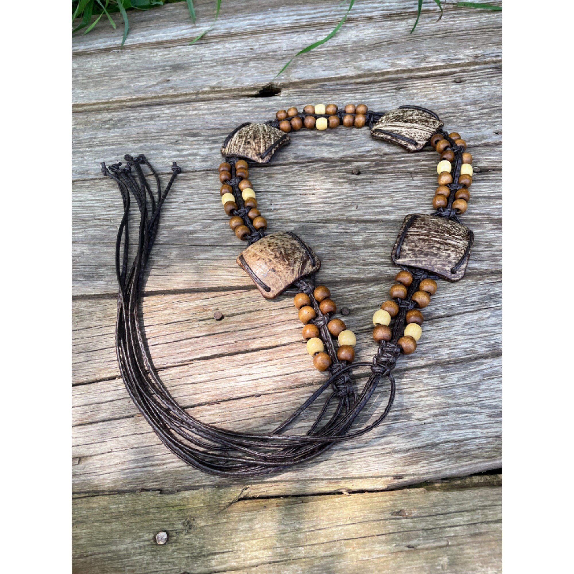 OLD NAVY Wood Bead BOHO Tie Belt. Size Small. Back is lined in Black. EUC il_fullxfull.5204957216_hwtq.jpg main image 3