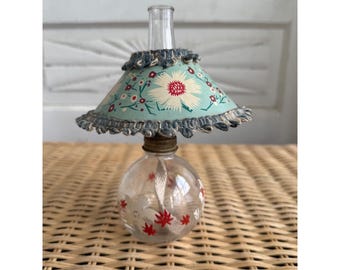 Vintage 30's Rubicon Glamour Lite Perfume Lamp Hand painted w Paper Shade