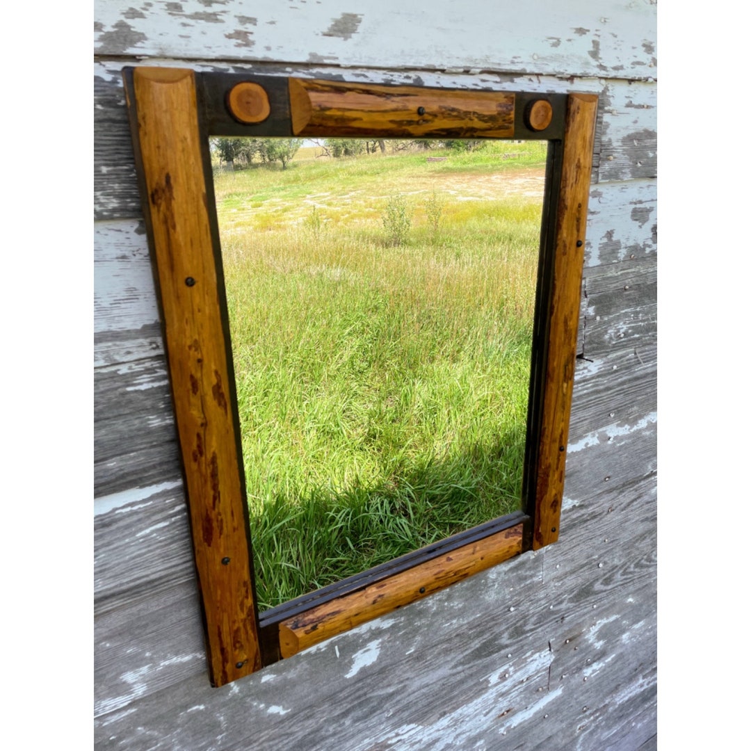 Vintage Rustic Wood Farmhouse Cabin Wall Mirror Etsy