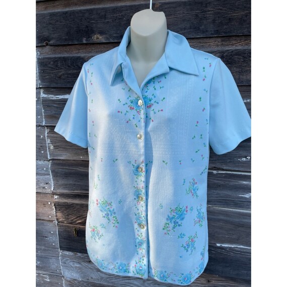Vintage MOD 1970s Smartique Hippy Blue Floral Lad… - image 10
