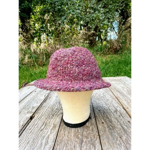 Vintage Womens Wool Tweed Fedora Hat Purple Wool Blend