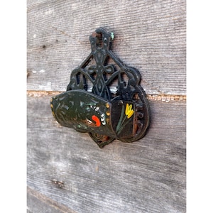 Vintage Small Cast Iron match safe holder Wall Hanging