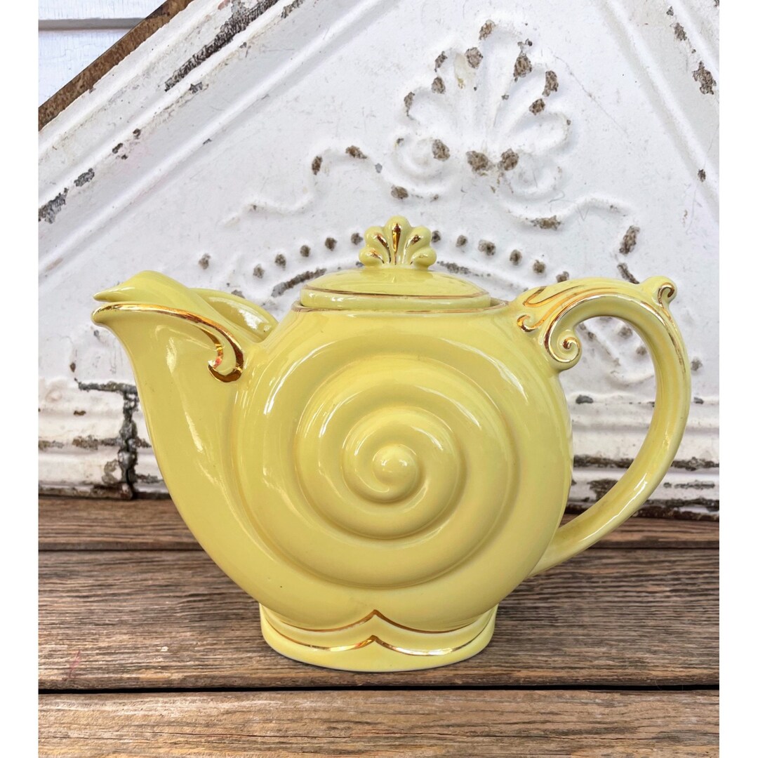 Vintage Hall China USA Surfside NAUTILUS Teapot 6 Cup Yellow Etsy