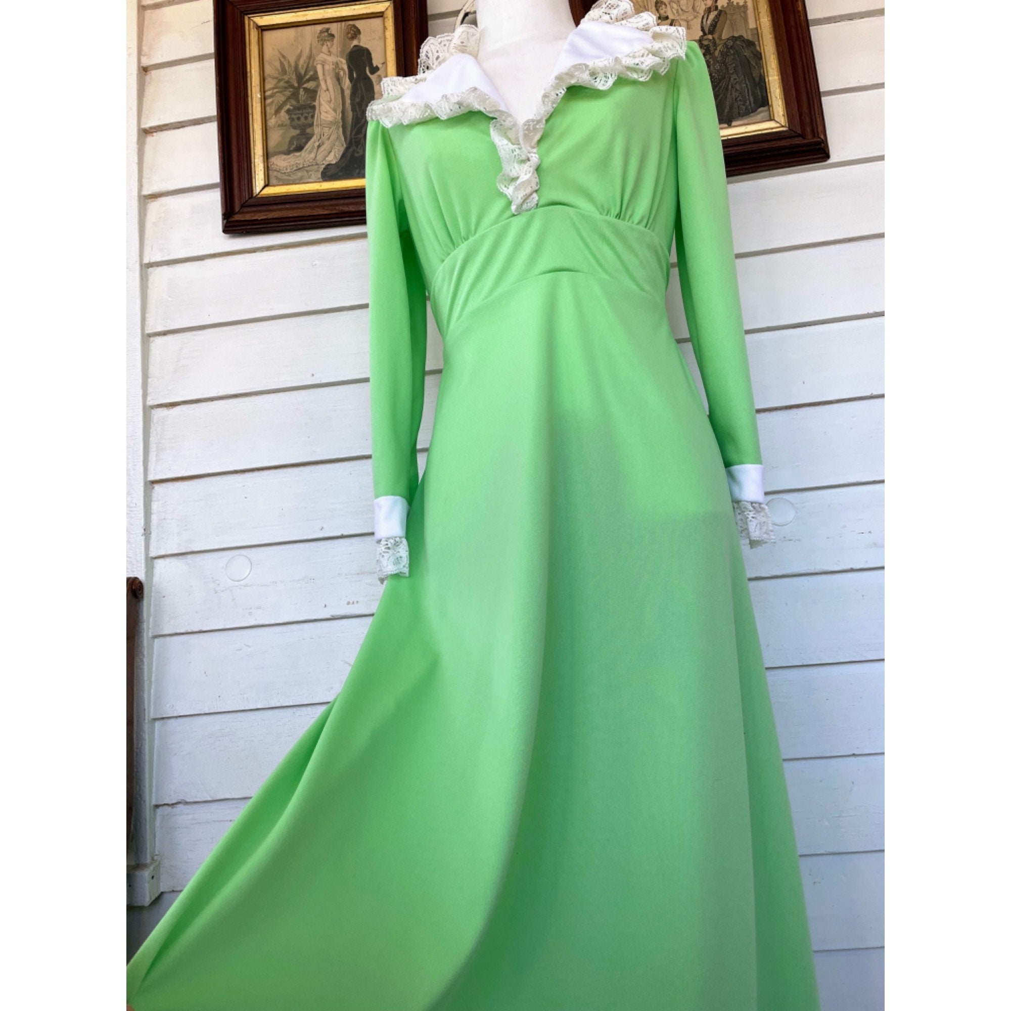 knee length dresses for ladies Lime High Neck Ribbed Maxi Dress