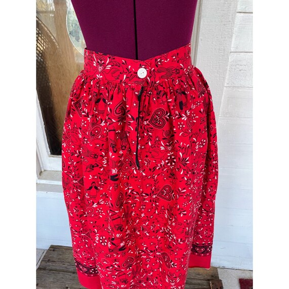 Vintage 1960s Cotton Midi Skirt Red Pennsylvania … - image 4