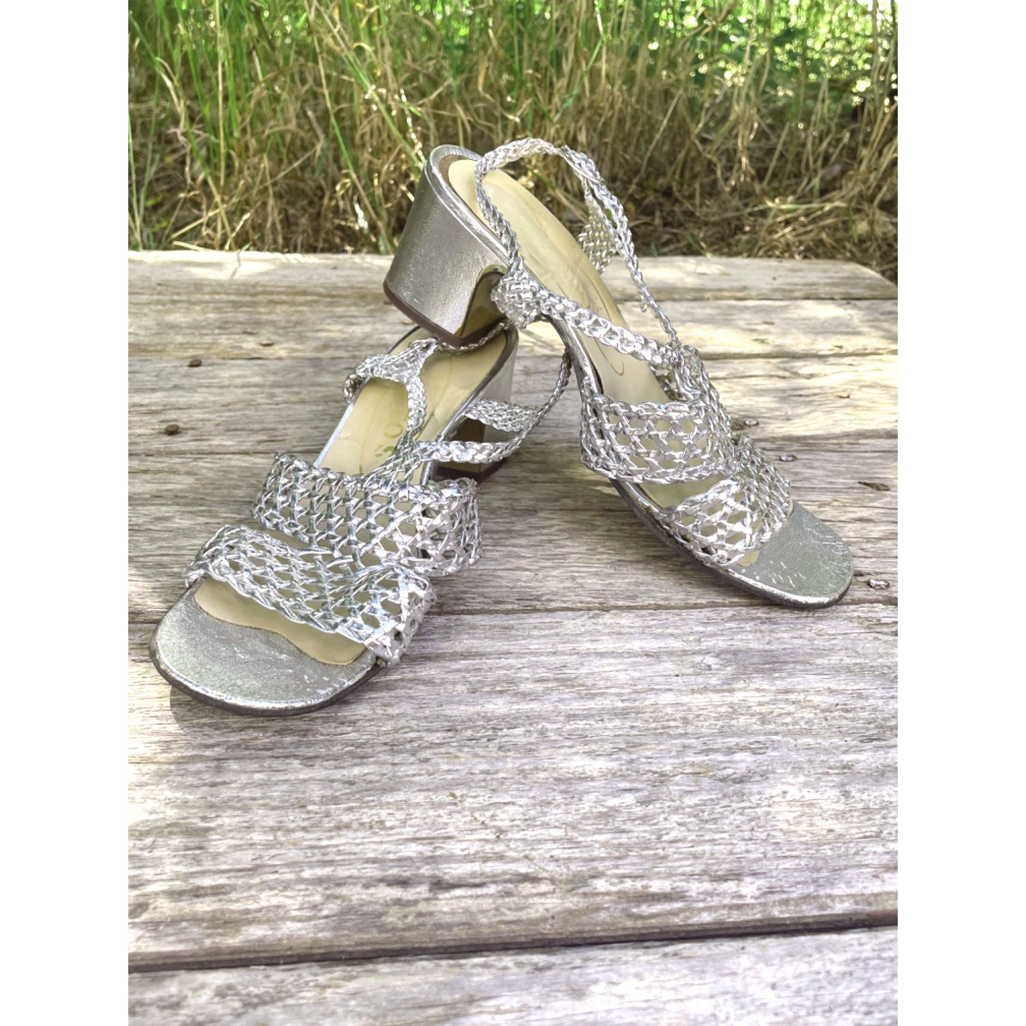 Vintage 60s Signals metallic gold sandals with faux stone embellishmen –  Hey Tiger