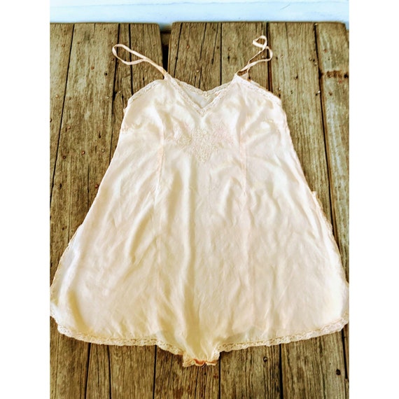 Vintage 1930s Silk Teddy Romper Peach