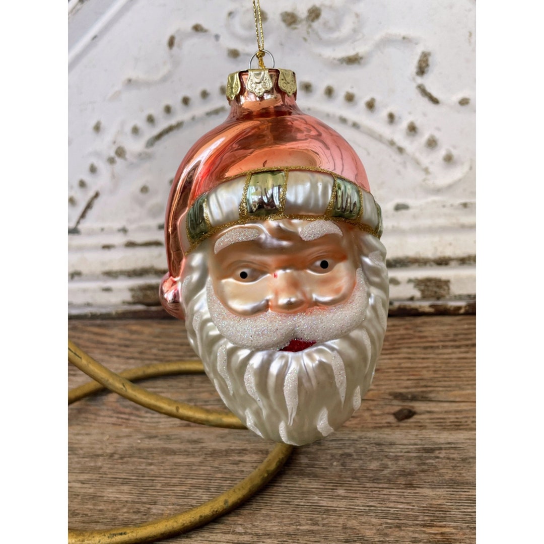 Vintage Blown Glass Santa Clause Face Christmas Ornament - Etsy