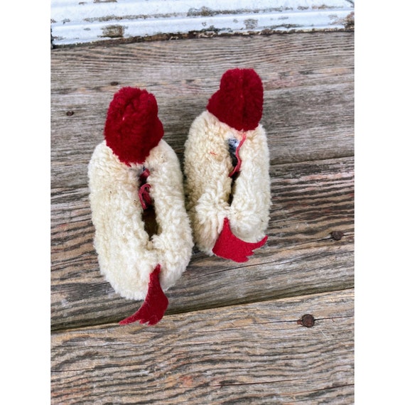 Vintage 1950s child wool Fuzzy Duck Slippers With… - image 5