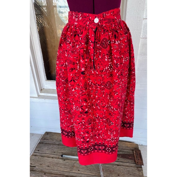 Vintage 1960s Cotton Midi Skirt Red Pennsylvania … - image 9