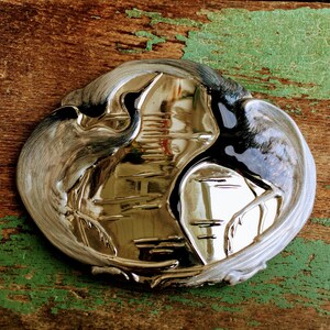 Vintage  Charmant Belt Buckle Beverly Hills Enamel Painted Crane Birds