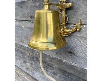 Vintage Solid Brass Bell Nautical Anchor wall Mount Ship