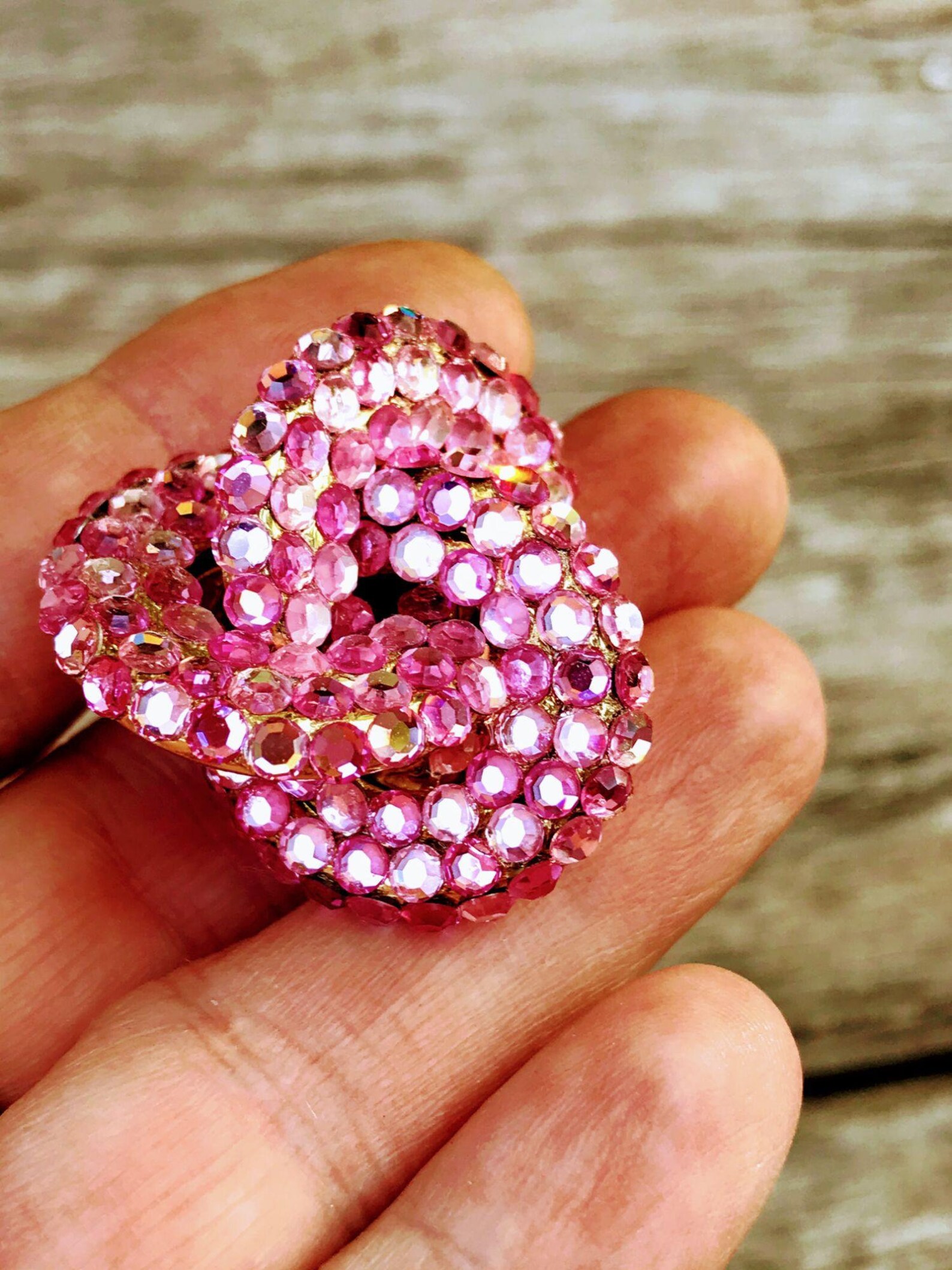 Vintage Pink Crystal Glass Knot Chunky Earrings Etsy