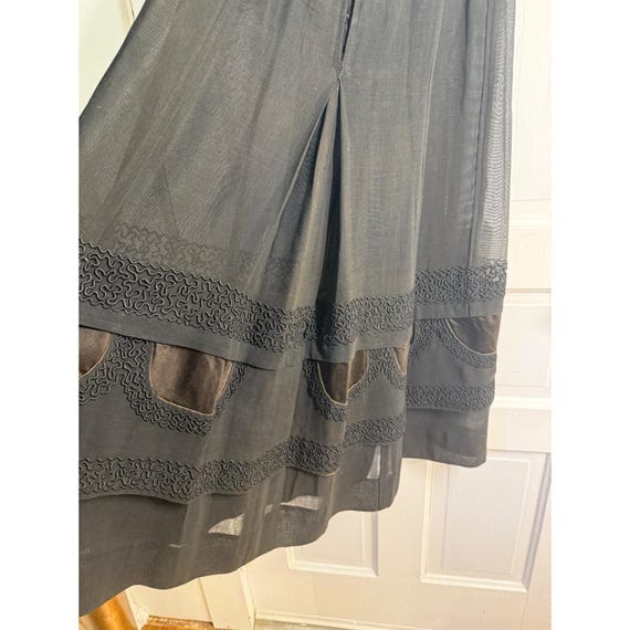 Antique 1910's French Voile Black Skirt Soutache … - image 3