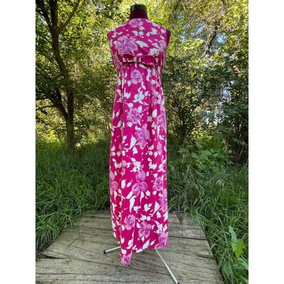 Vintage 1960s Maxi Hawaiian Dress BJ's Hot Pink C… - image 2