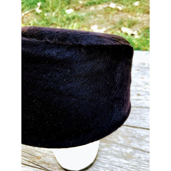 Vintage Black 1950s Wool Fur Formal Hat - image 3