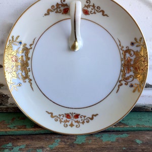 Vintage Noritake Porcelain Lemon dish plate  Heavy Gold floral trim