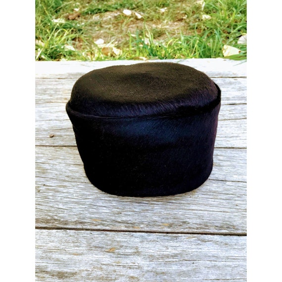 Vintage Black 1950s Wool Fur Formal Hat - image 8