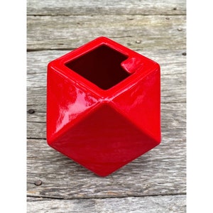 Vintage 1960s MOD MCM Hexagon Red Cube Ceramic Ashtray