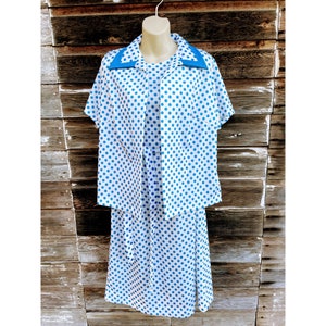 Vintage Sears Polka Dot 1970s Shift dress with Jacket size 16.5