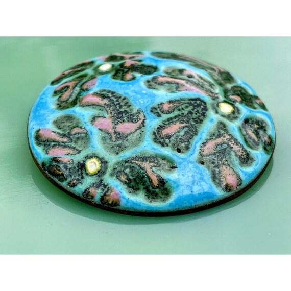 Vintage 1960s Copper Enamel Floral Brooch Moderni… - image 6