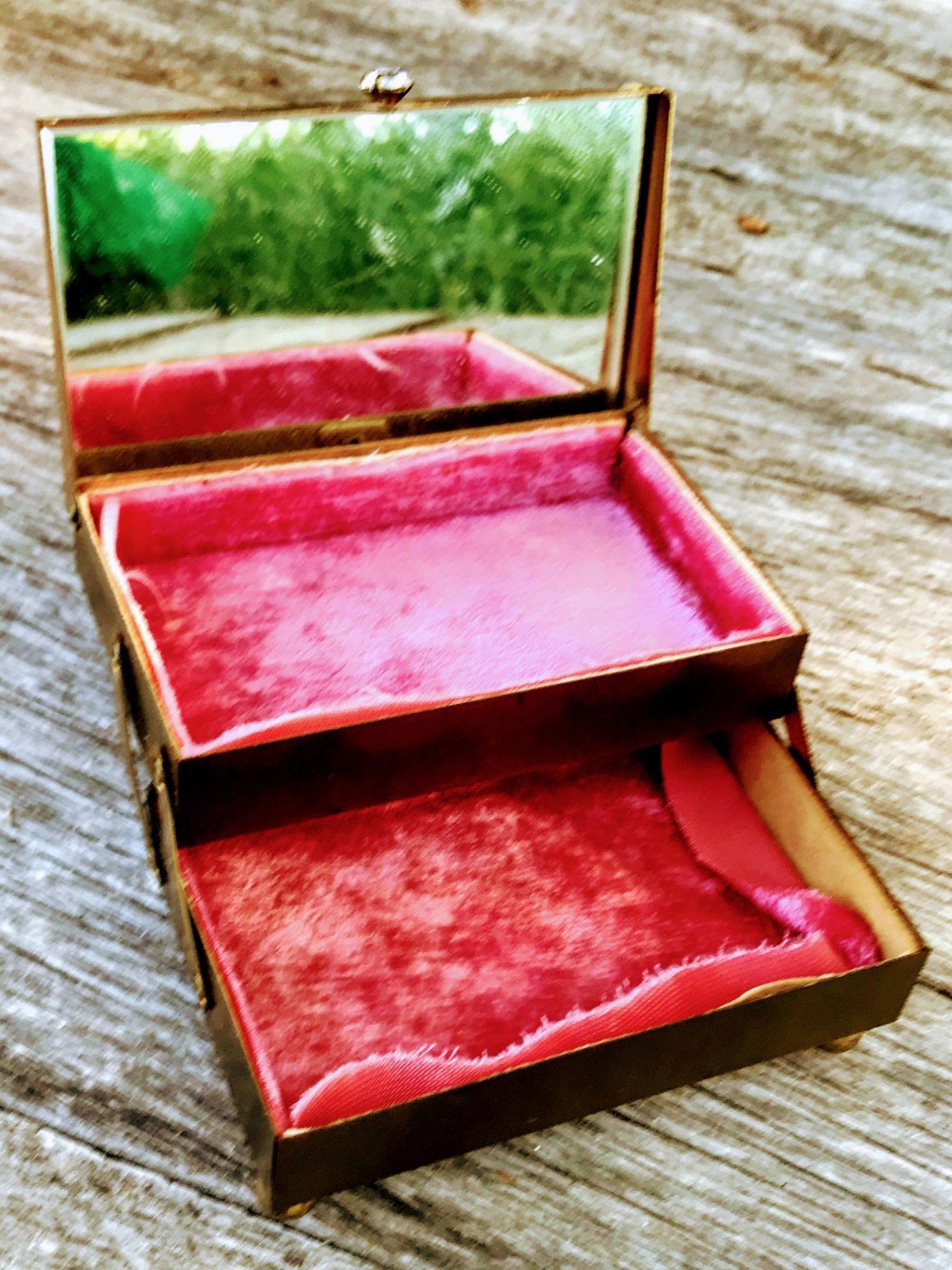 Vintage Brass Rhinestone Folding Accordion Jewelry Box With Etsy