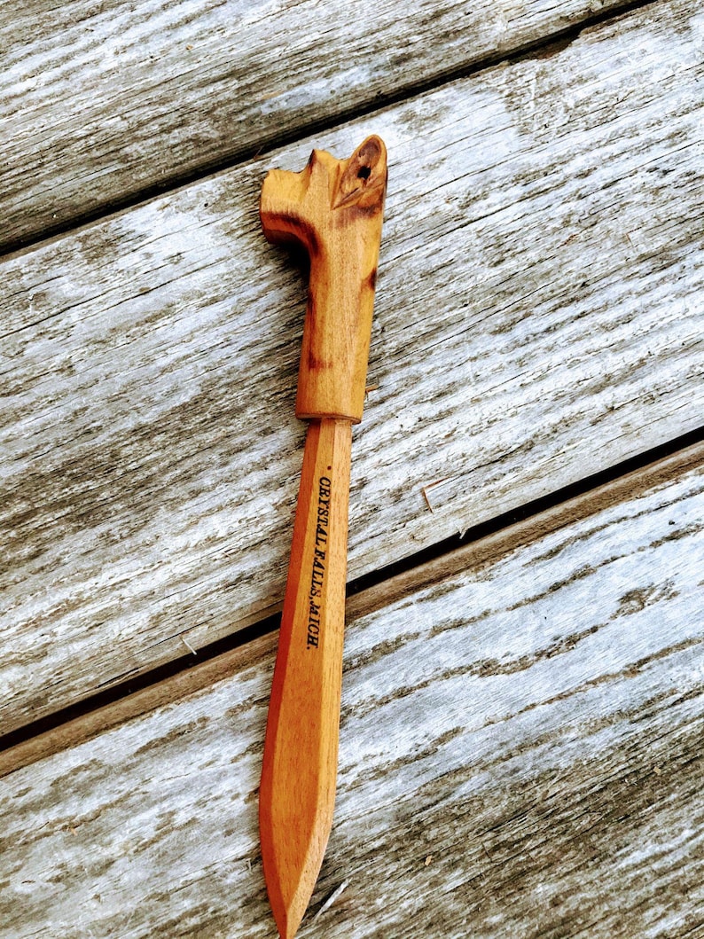 Antique carved wood Terrier Dog Letter opener