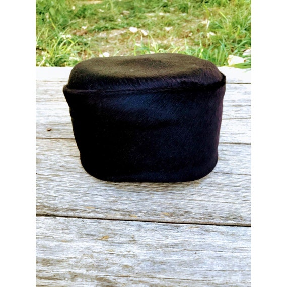 Vintage Black 1950s Wool Fur Formal Hat - image 10