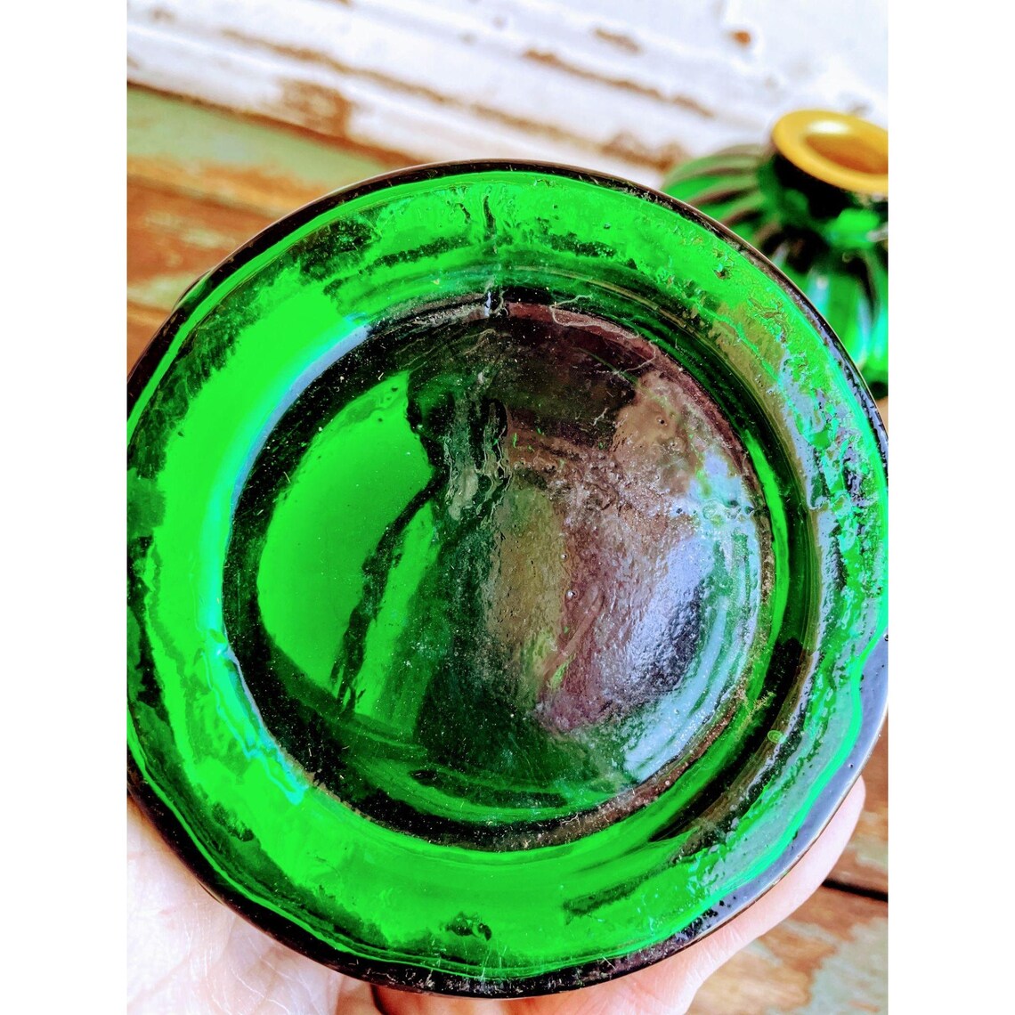 Vintage Green Art Glass Candle Holders Christmas Etsy