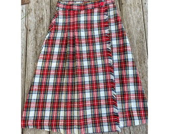 Vintage 1980s/90's Red Plaid Wrap Skirt