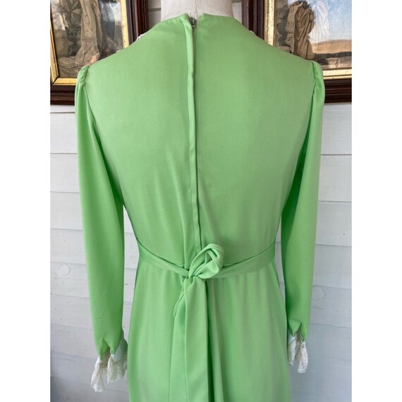 Vintage 1970's Lime Green Maxi Dress Mod Poly KNit - image 6