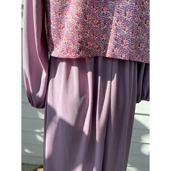 Vintage 1970s Sears Dress with Vest Mauve Poly kn… - image 5