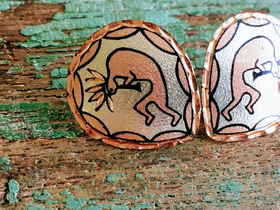 Vintage Kokopelli copper Southwestern Earrings - image 4