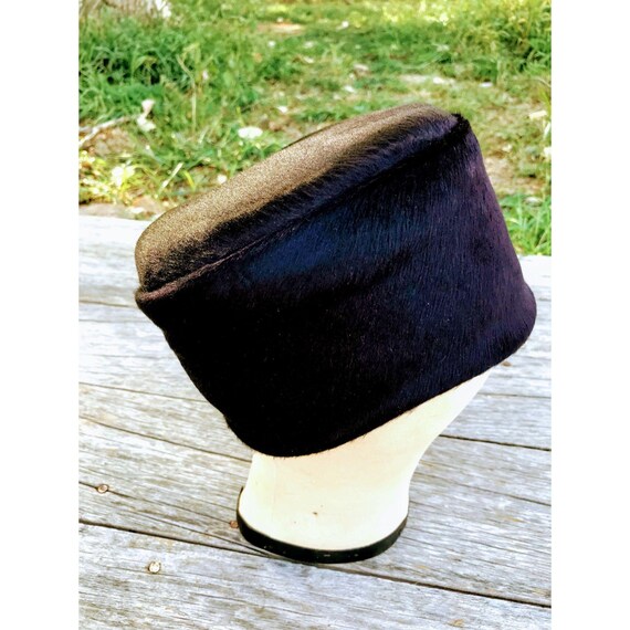 Vintage Black 1950s Wool Fur Formal Hat - image 5